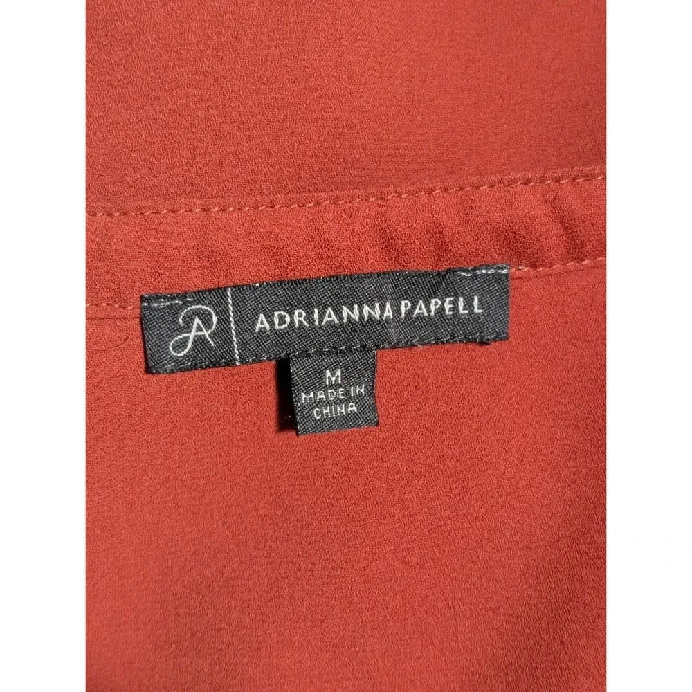 Adrianna Papell Blouse V-Neck Long Sleeve Casual Top Red Orange Size Medium - Picture 4 of 5